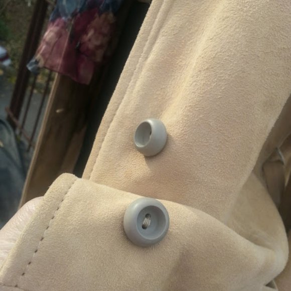 Vintage tan suede belted button-up midi coat Buttery Soft! S/M - Picture 7 of 8